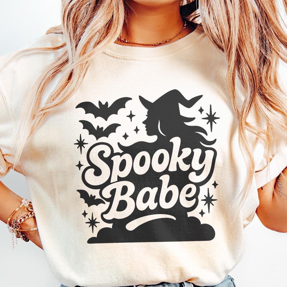 Spooky Babe png Files, Retro Halloween Shirt png - 300 DPI Design for