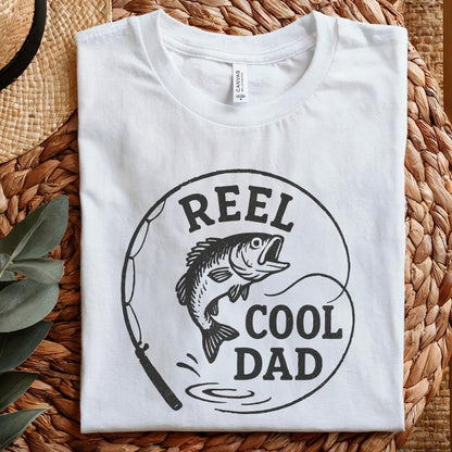 Retro Reel Cool Dad Png, Wishin' I Was Fishin' Png - 300 DPI Design for