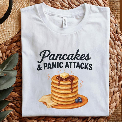 Pancakes and Panic Attacks PNG, Funny Retro Sublimation Design - 300 DPI