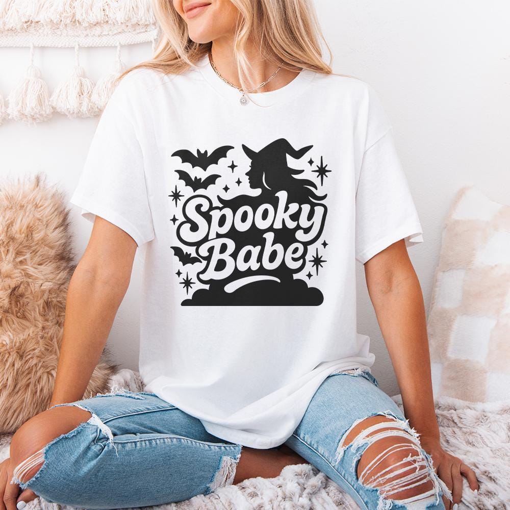 Spooky Babe png Files, Retro Halloween Shirt png - 300 DPI Design for
