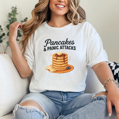 Pancakes and Panic Attacks PNG, Funny Retro Sublimation Design - 300 DPI
