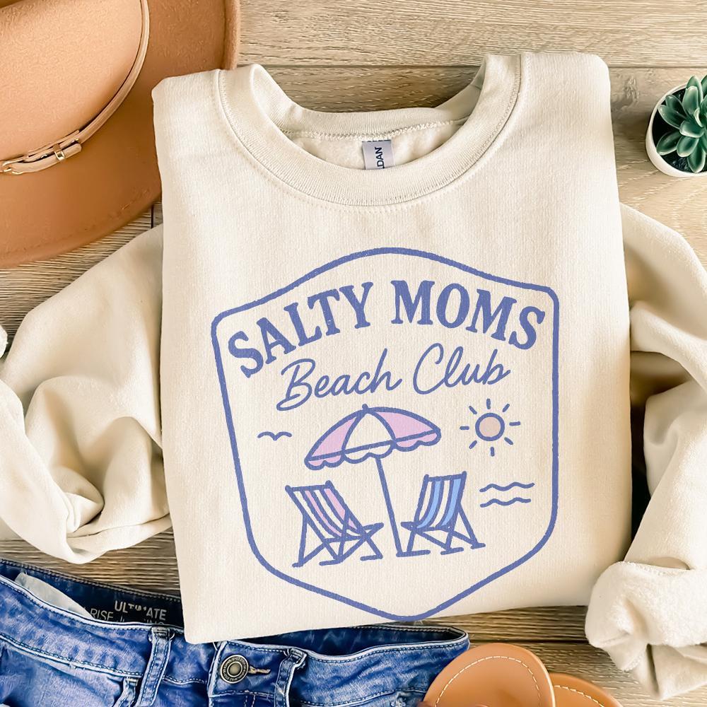 Salty Moms Beach Club PNG, Mothers Day Shirt - 300 DPI Design for T-Shirt