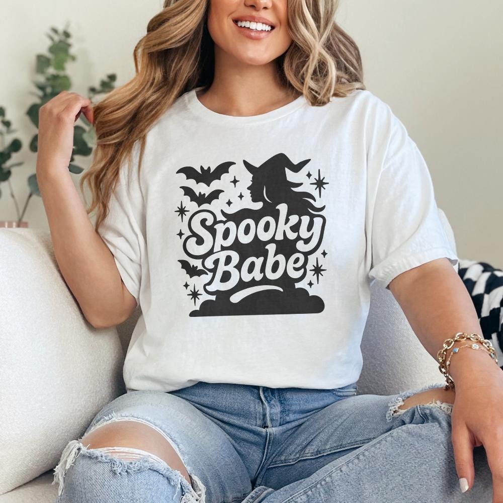 Spooky Babe png Files, Retro Halloween Shirt png - 300 DPI Design for