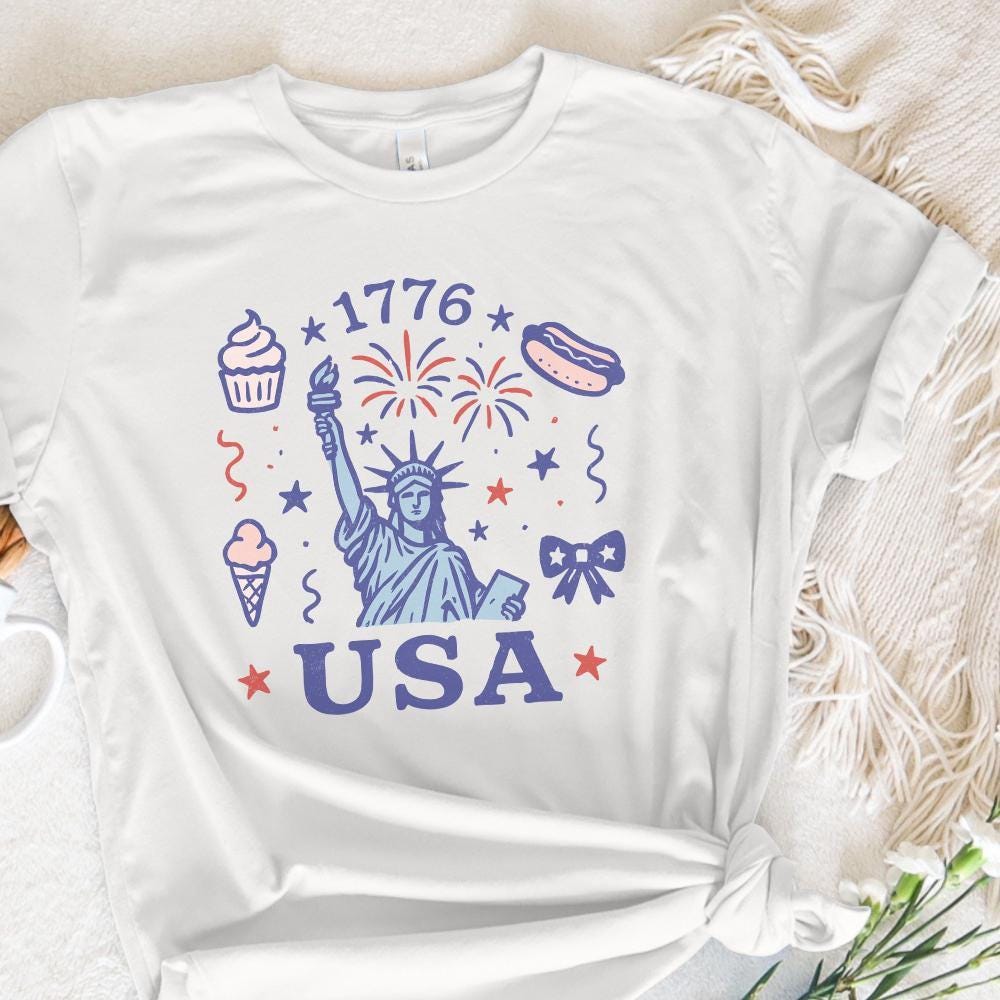 Retro USA Coquette PNG, Preppy 4th of July PNG - 300 DPI Design for T-Shirt