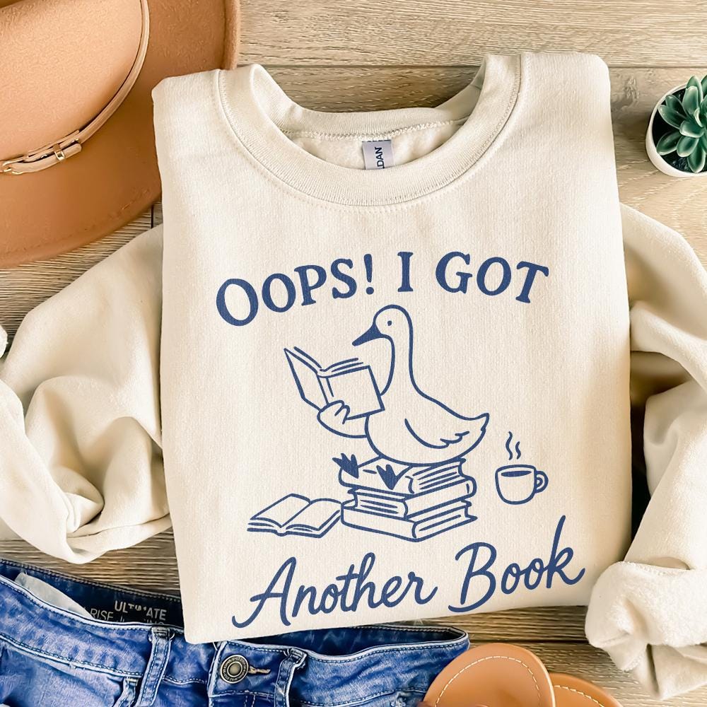Oops I Bought Another Book Funny Goose PNG, Sassy Bookish Boho Floral -