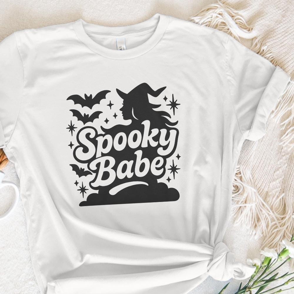 Spooky Babe png Files, Retro Halloween Shirt png - 300 DPI Design for