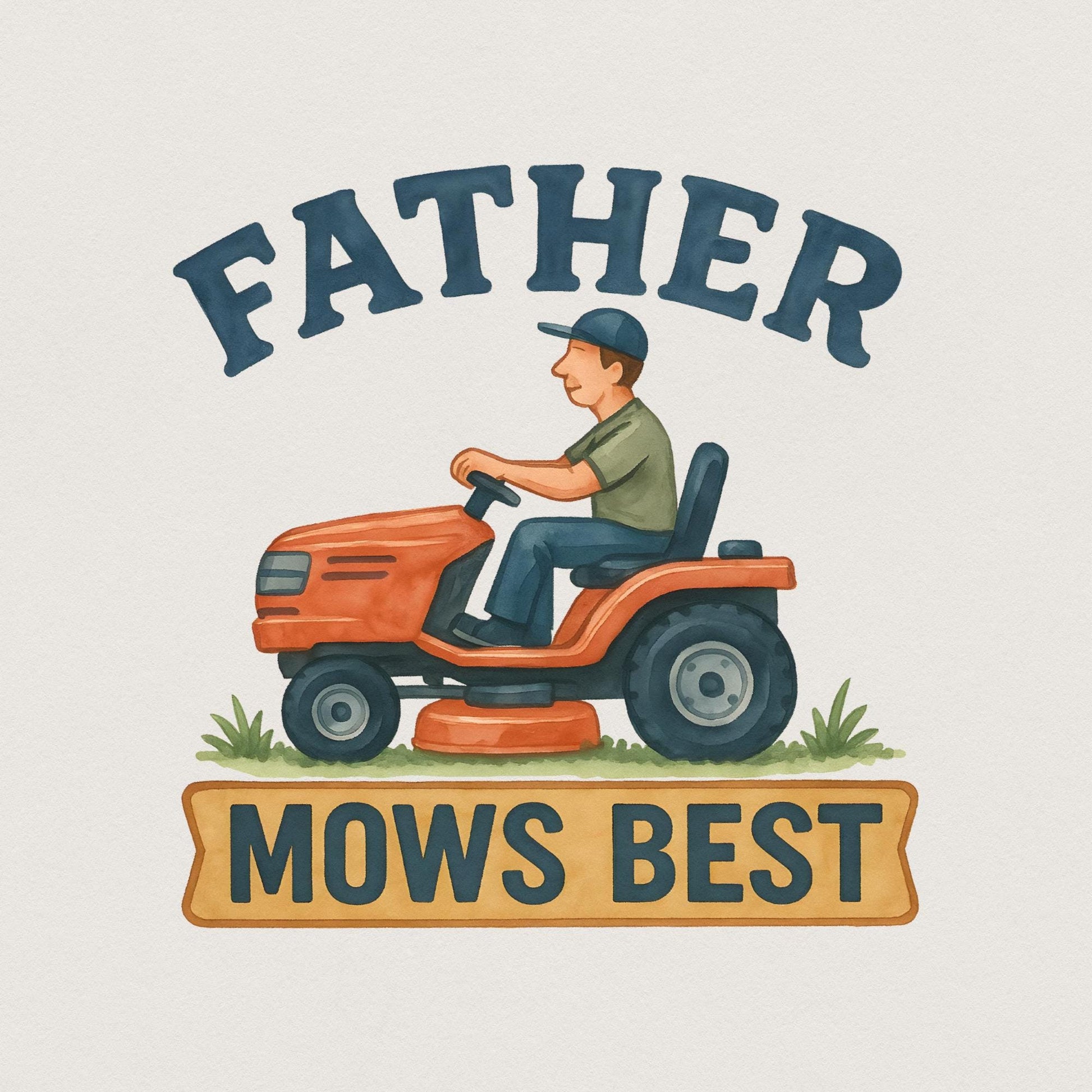 Father Mows Best, Funny Father's Day PNG - 300 DPI Design for T-Shirt