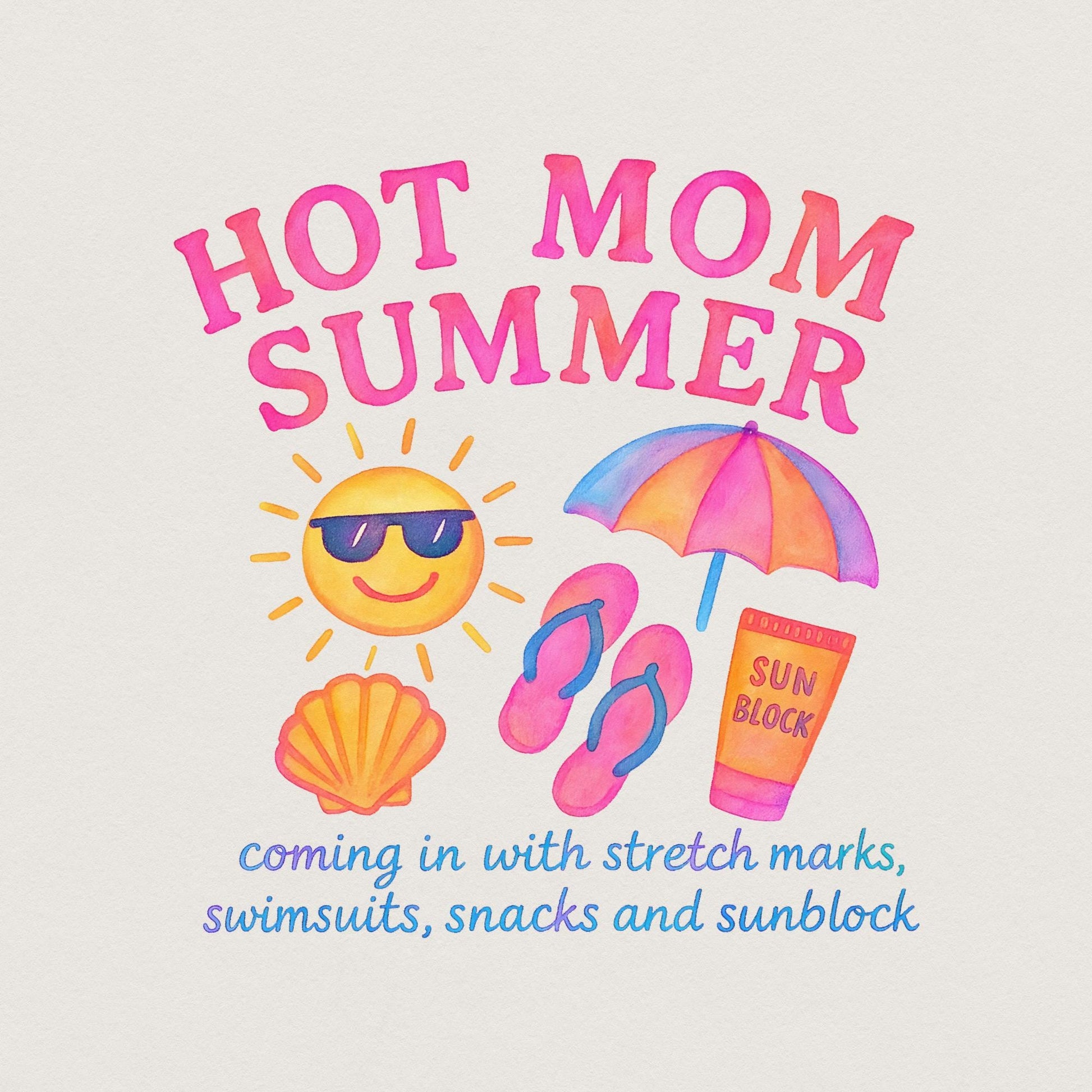 Neon Hot Mom Summer PNG, Retro 90s Digital Download - 300 DPI Design for