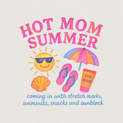 Neon Hot Mom Summer PNG, Retro 90s Digital Download - 300 DPI Design for