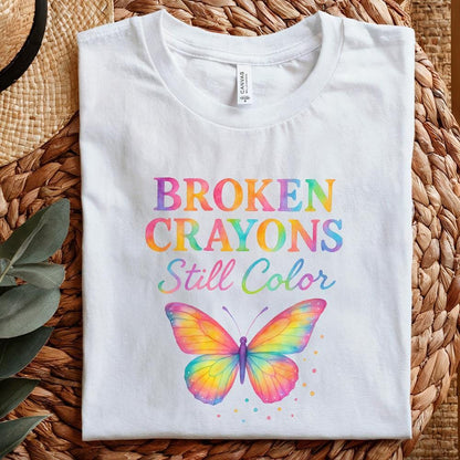 Broken Crayons Still Color, Butterfly PNG - 300 DPI Design for T-Shirt