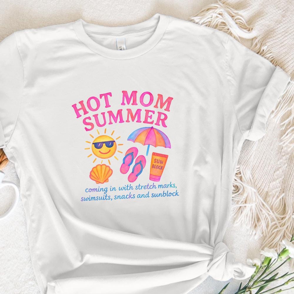 Neon Hot Mom Summer PNG, Retro 90s Digital Download - 300 DPI Design for