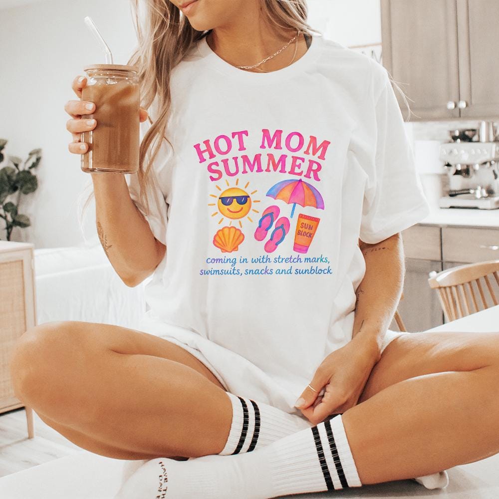 Neon Hot Mom Summer PNG, Retro 90s Digital Download - 300 DPI Design for