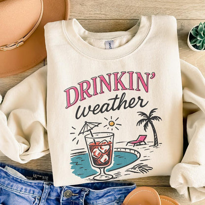 Drinkin' Weather PNG, Varsity Png - 300 DPI Design for T-Shirt