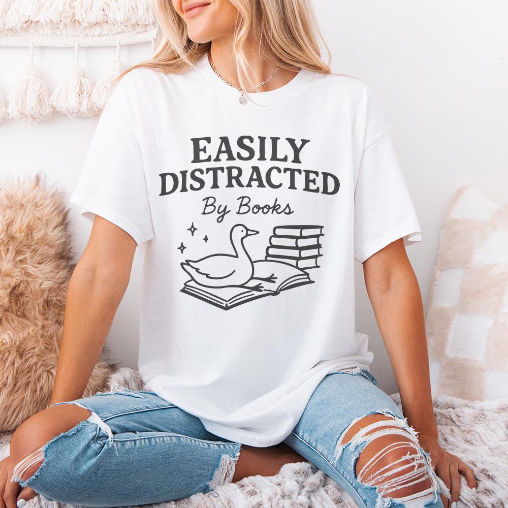 Easily Distracted By Books PNG, Trendy Bookish PNG - 300 DPI Design for