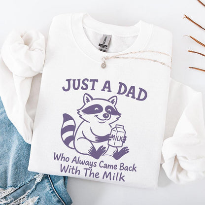 Just A Dad Who Always Came Back With The Milk Png, Vintage Raccoon Shirt