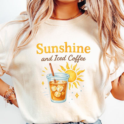 Sunshine & Iced Coffee png, Digital Download - 300 DPI Design for T-Shirt