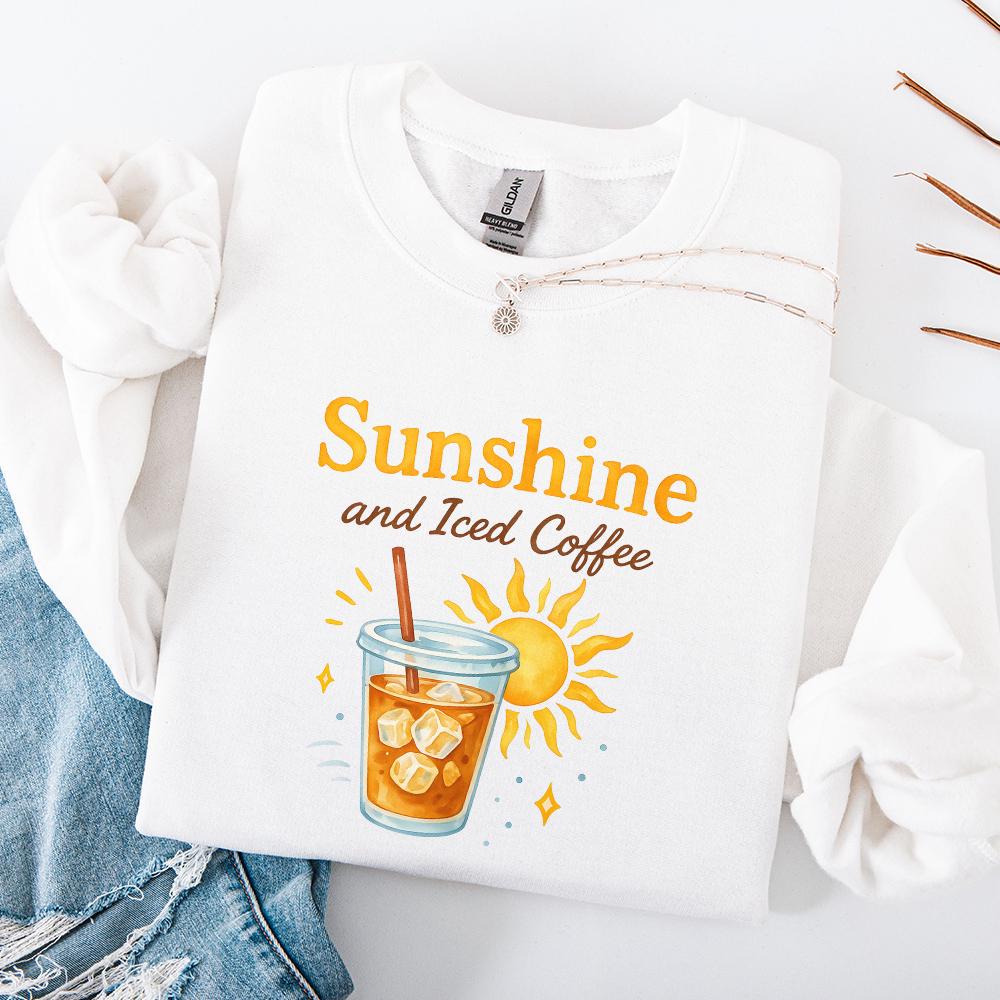 Sunshine & Iced Coffee png, Digital Download - 300 DPI Design for T-Shirt
