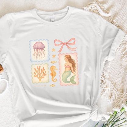 Pastel Mermaid and Sea Animals PNG, Beach Clipart - 300 DPI Design for