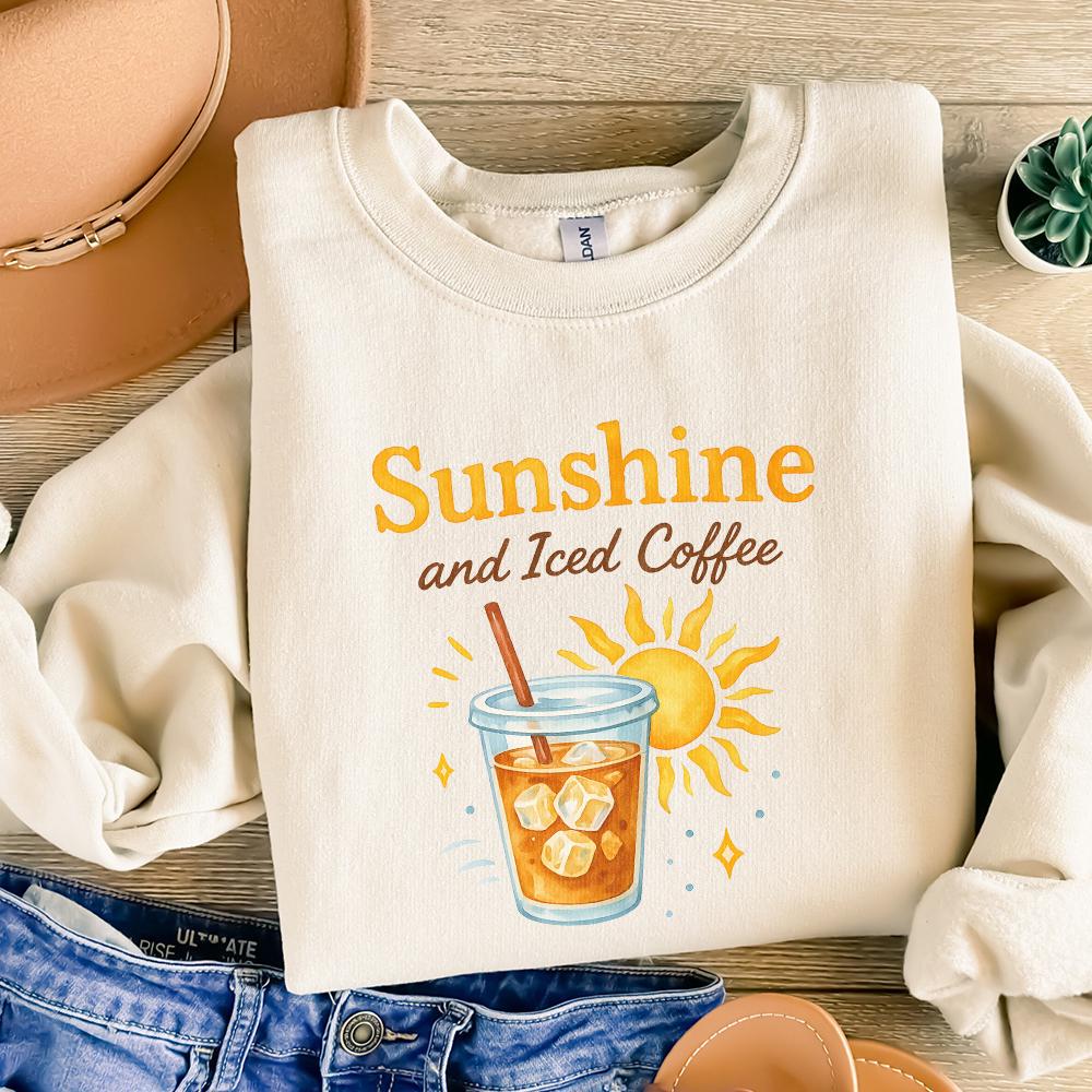 Sunshine & Iced Coffee png, Digital Download - 300 DPI Design for T-Shirt