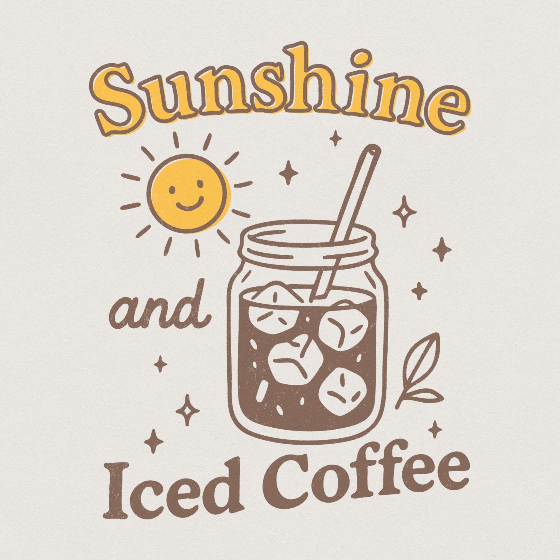 Sunshine & Iced Coffee PNG Digital Download, Instant Download - 300 DPI