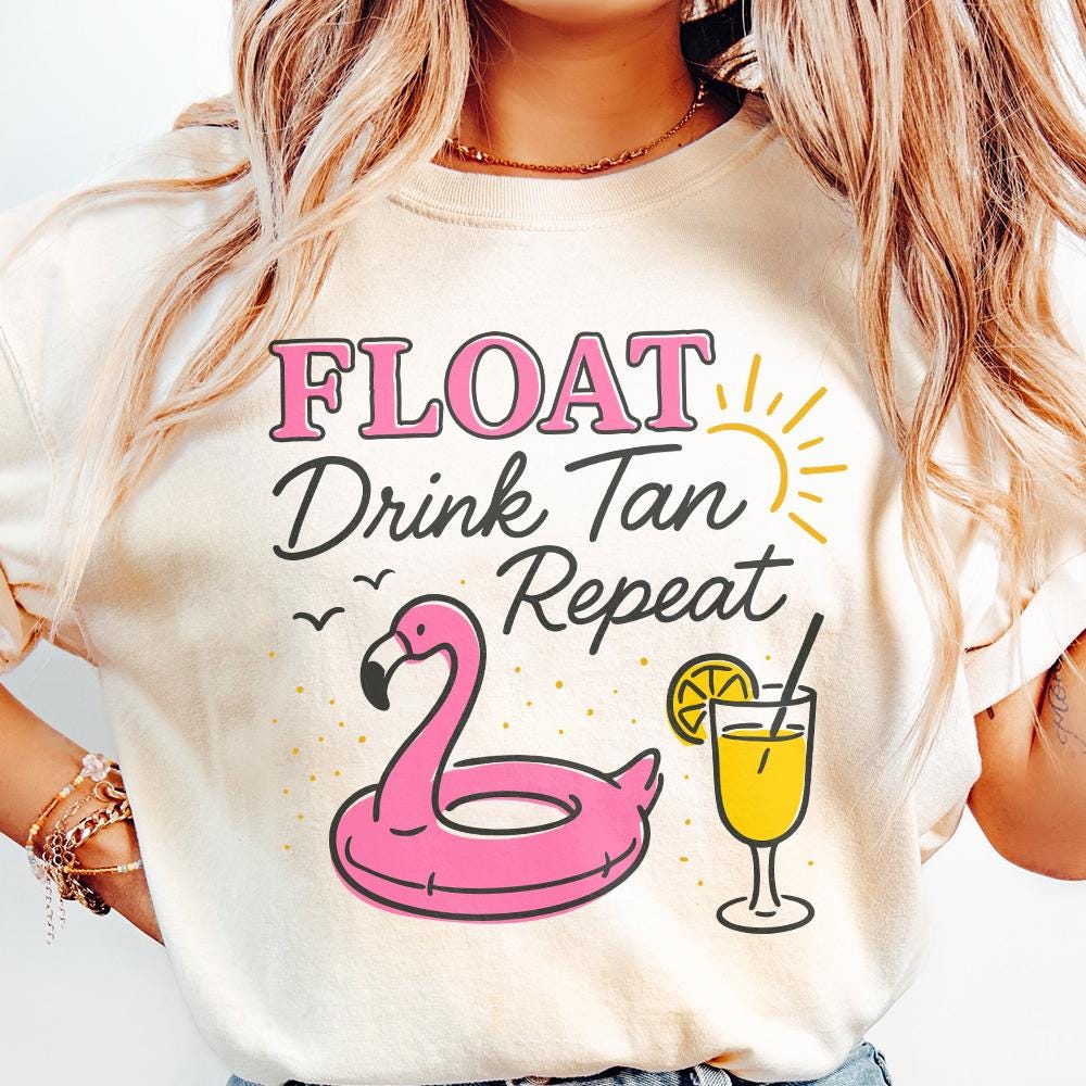 Float Drink Tan Repeat Png, Summer Vibes - 300 DPI Design for T-Shirt