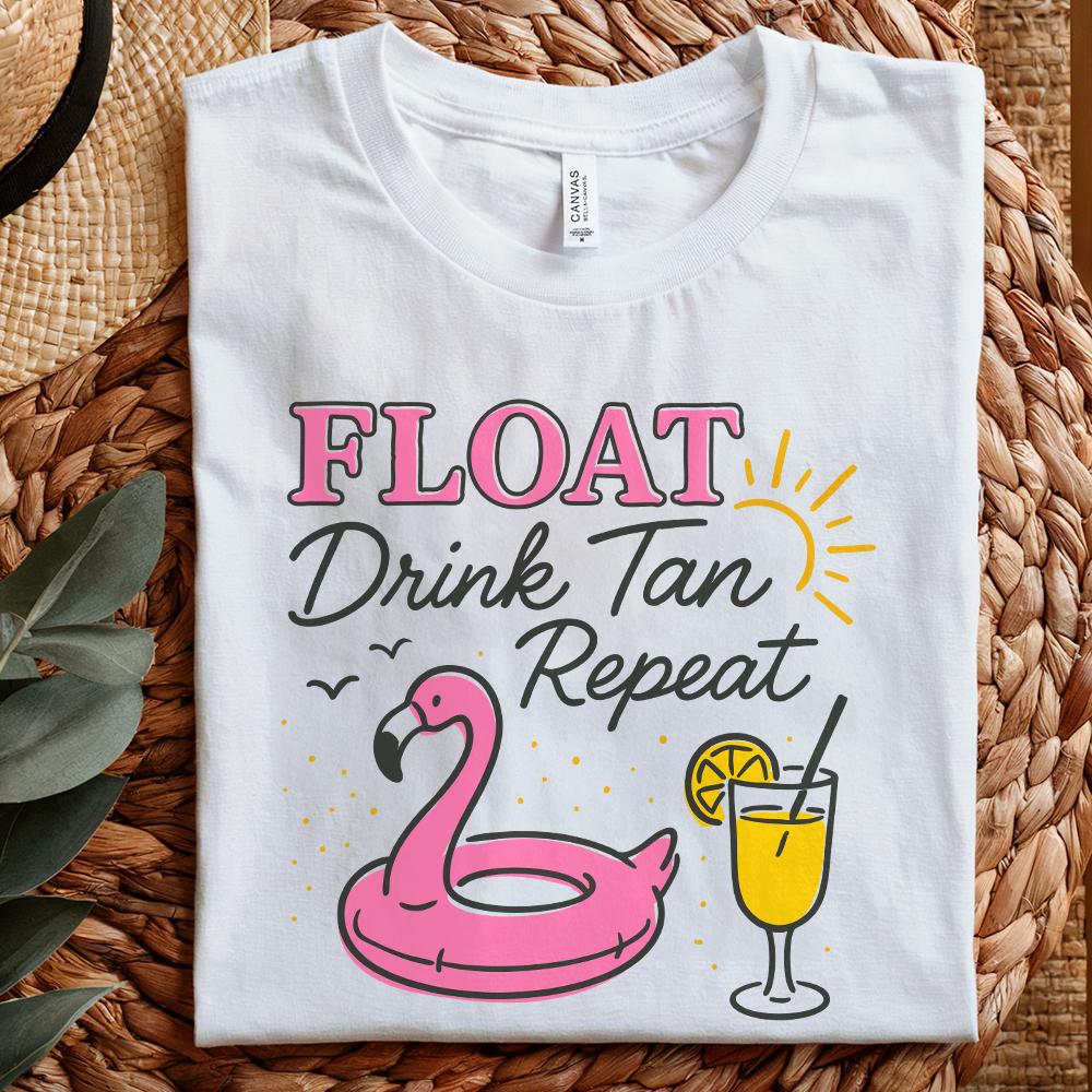 Float Drink Tan Repeat Png, Summer Vibes - 300 DPI Design for T-Shirt