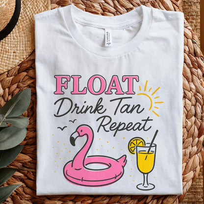 Float Drink Tan Repeat Png, Summer Vibes - 300 DPI Design for T-Shirt