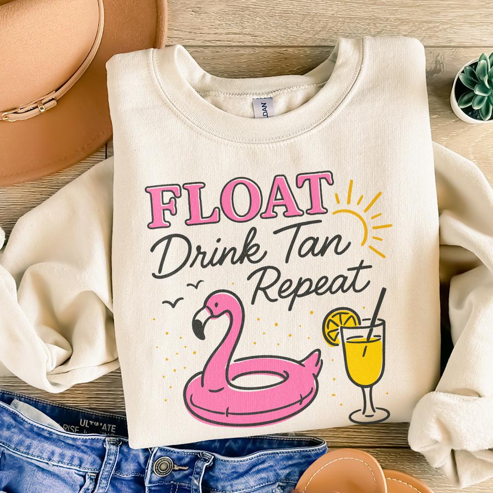 Float Drink Tan Repeat Png, Summer Vibes - 300 DPI Design for T-Shirt