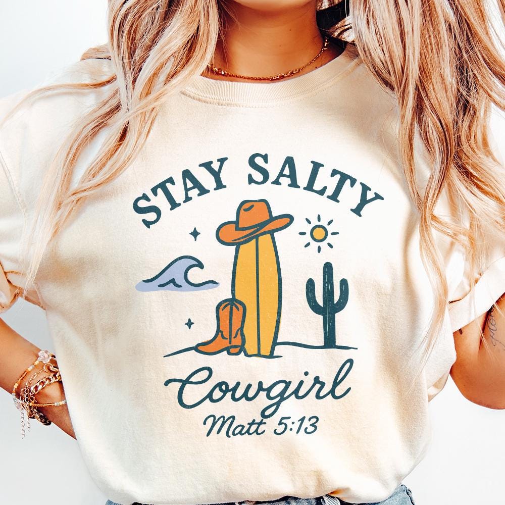 Stay Salty PNG, Coastal Cowgirl PNG - 300 DPI Design for T-Shirt