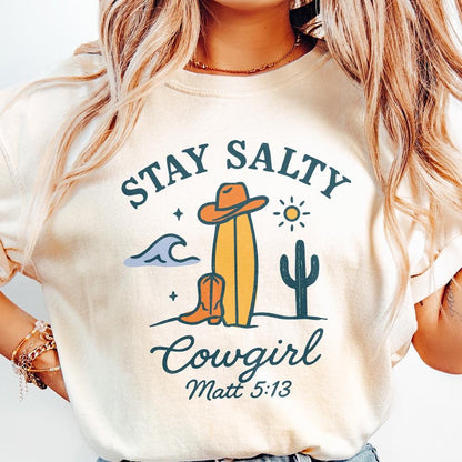 Stay Salty PNG, Coastal Cowgirl PNG - 300 DPI Design for T-Shirt