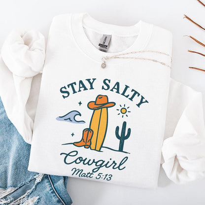Stay Salty PNG, Coastal Cowgirl PNG - 300 DPI Design for T-Shirt