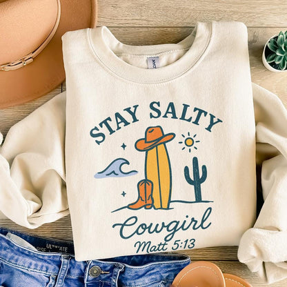 Stay Salty PNG, Coastal Cowgirl PNG - 300 DPI Design for T-Shirt