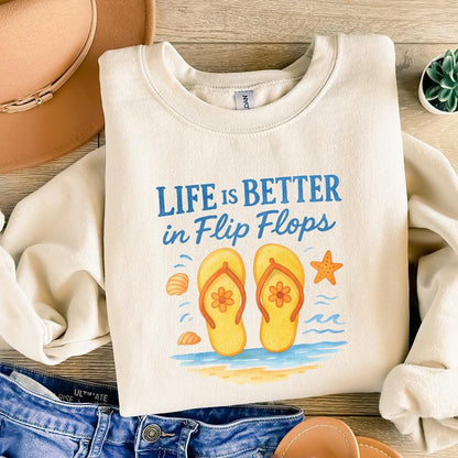 Life is Better in Flip Flops PNG, Summer Sublimation Design - 300 DPI