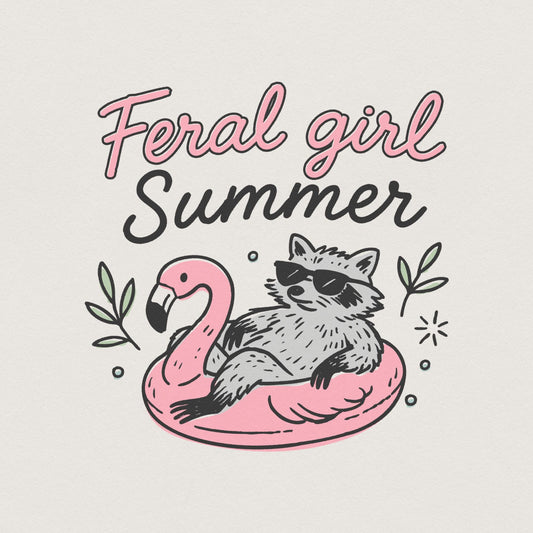 Feral Girl Summer Raccoon Png, Funny Raccoon Png - 300 DPI Design for