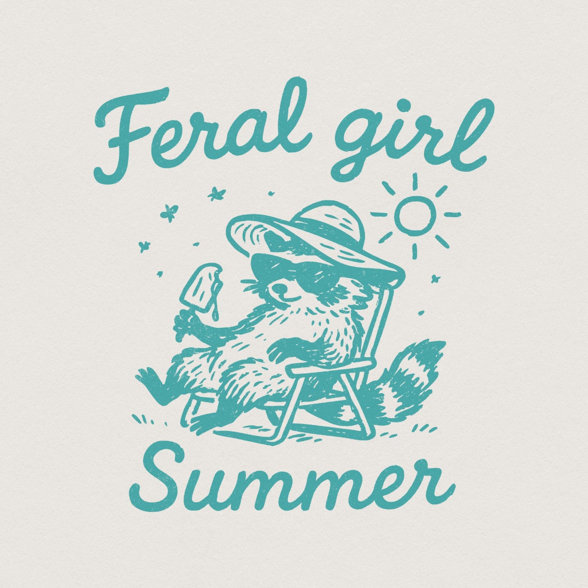 Feral Girl Summer Raccoon Png, Funny Raccoon - 300 DPI Design for T-Shirt