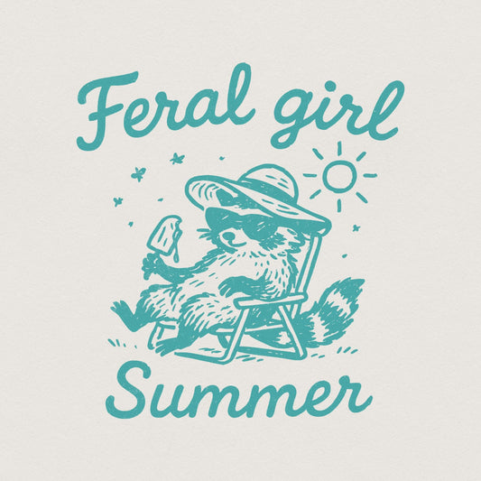 Feral Girl Summer Raccoon Png, Funny Raccoon - 300 DPI Design for T-Shirt