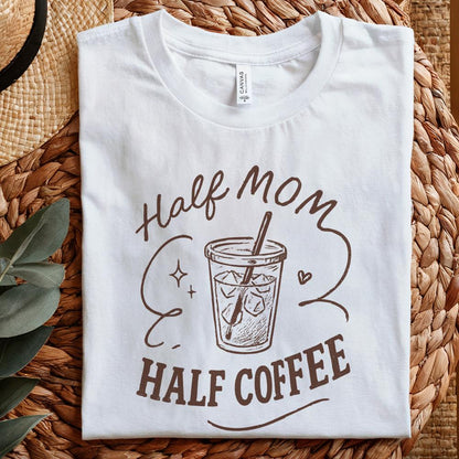 Half Mom Half Coffee PNG, Retro Mama PNG - 300 DPI Design for T-Shirt