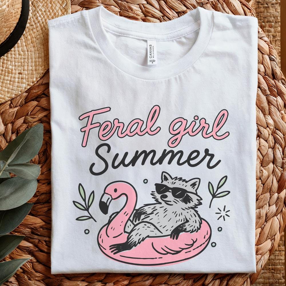 Feral Girl Summer Raccoon Png, Funny Raccoon Png - 300 DPI Design for