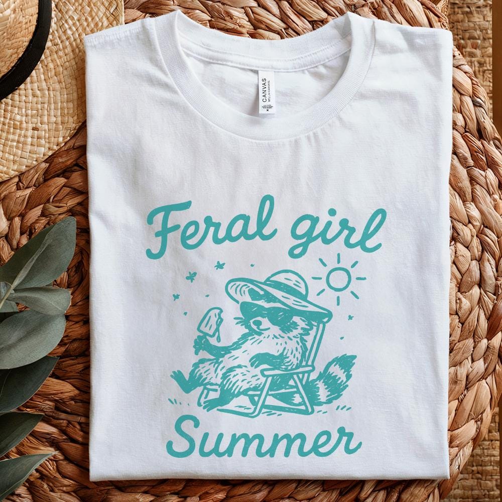 Feral Girl Summer Raccoon Png, Funny Raccoon - 300 DPI Design for T-Shirt
