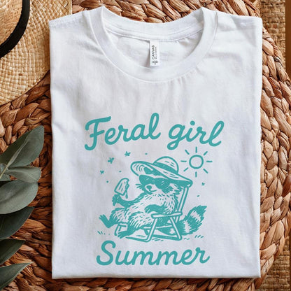 Feral Girl Summer Raccoon Png, Funny Raccoon - 300 DPI Design for T-Shirt