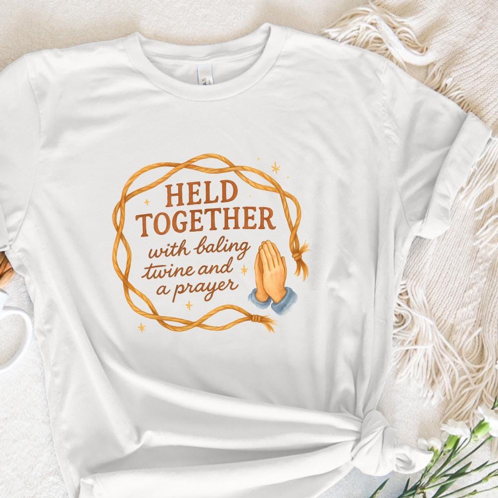 Held Together With Baling Twine And A Prayer Png, Rustic Farmhouse Humor