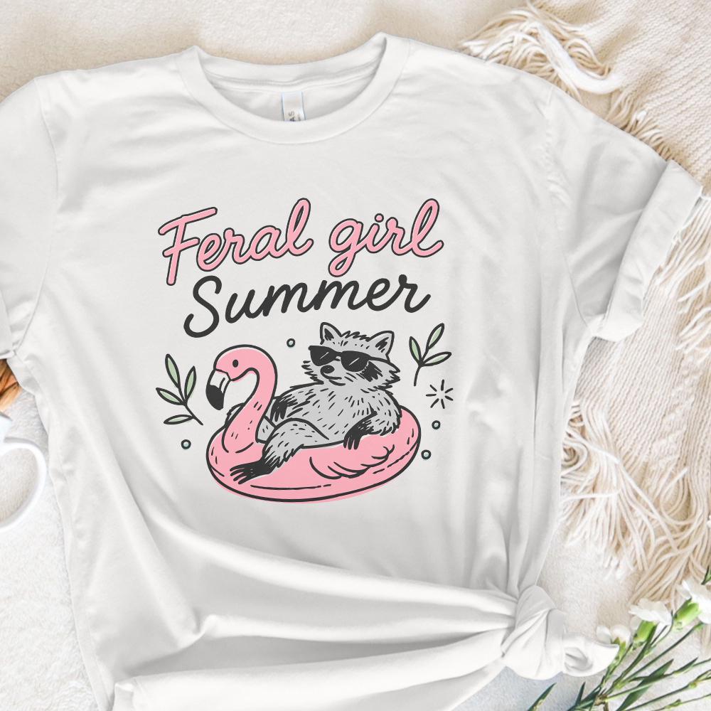 Feral Girl Summer Raccoon Png, Funny Raccoon Png - 300 DPI Design for