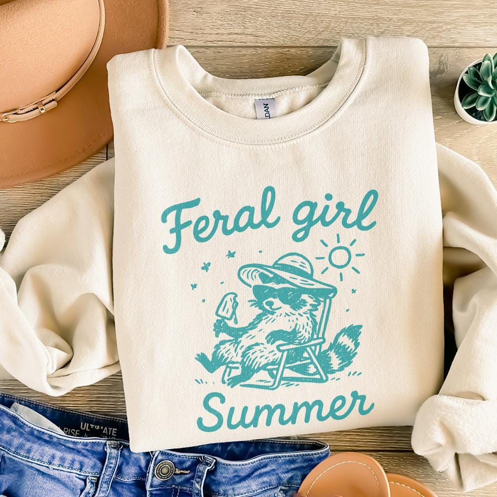 Feral Girl Summer Raccoon Png, Funny Raccoon - 300 DPI Design for T-Shirt