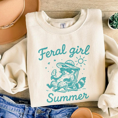 Feral Girl Summer Raccoon Png, Funny Raccoon - 300 DPI Design for T-Shirt