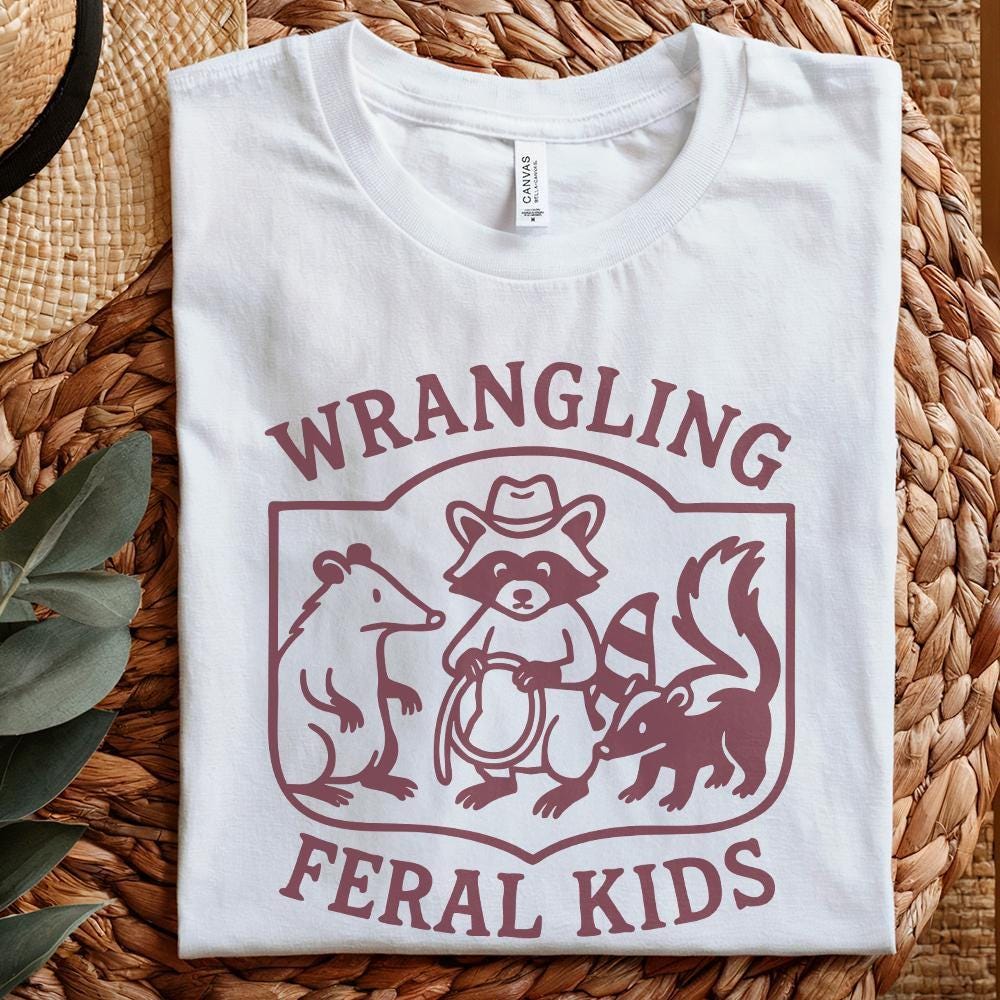 Wrangling Feral Kids PNG, Raccoon Feral Shirt - 300 DPI Design for T-Shirt
