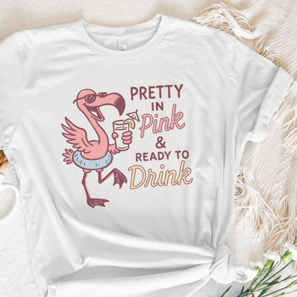 Pretty in Pink and Ready to Drink PNG, Flamingo Pool Day - 300 DPI Design