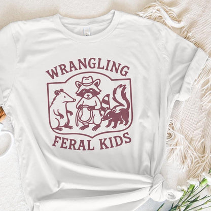 Wrangling Feral Kids PNG, Raccoon Feral Shirt - 300 DPI Design for T-Shirt