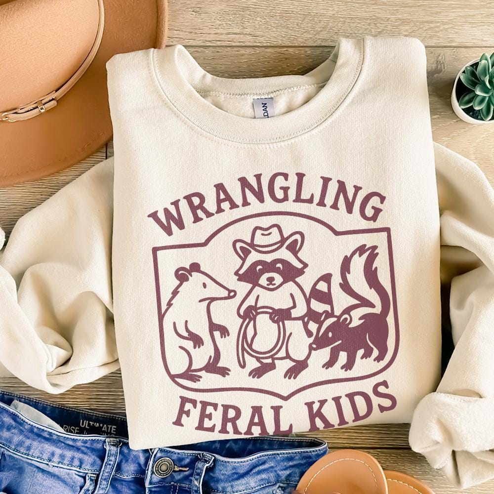 Wrangling Feral Kids PNG, Raccoon Feral Shirt - 300 DPI Design for T-Shirt
