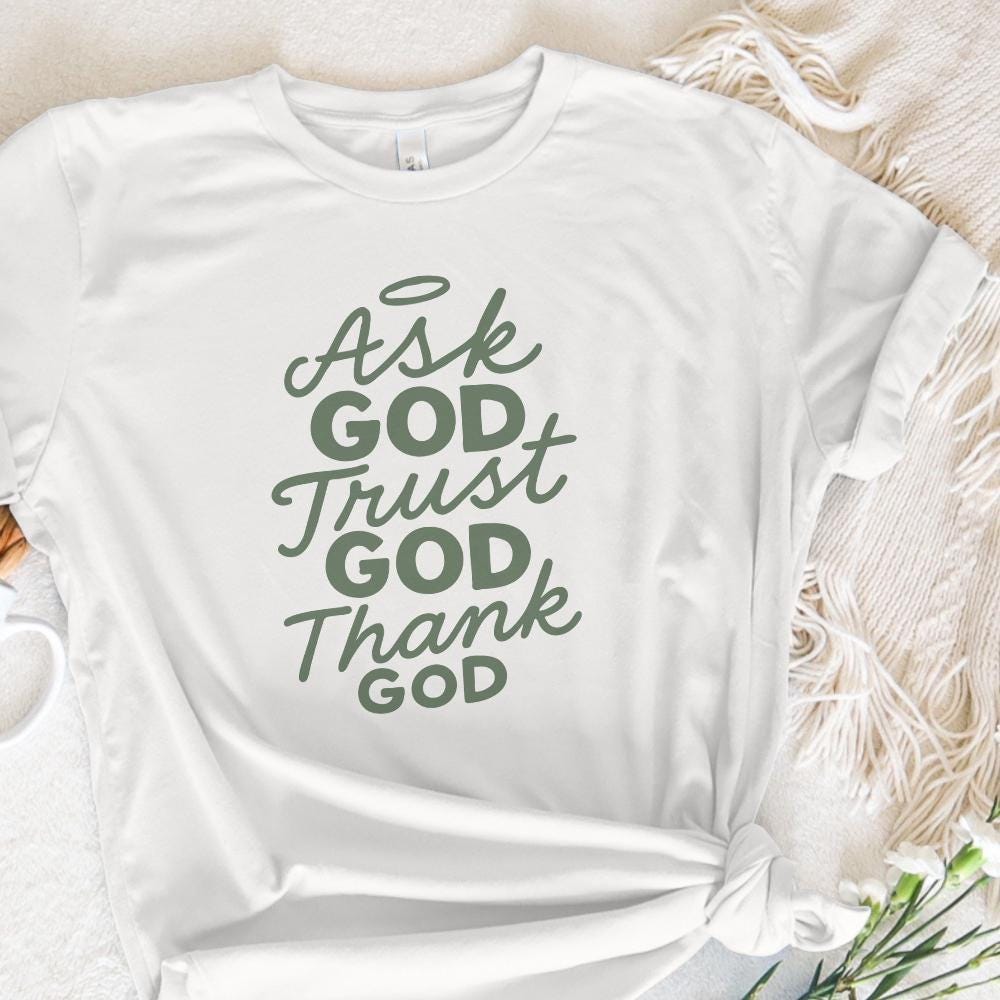 Ask God Tell God Thank God png, Christian Religious Quote Digital