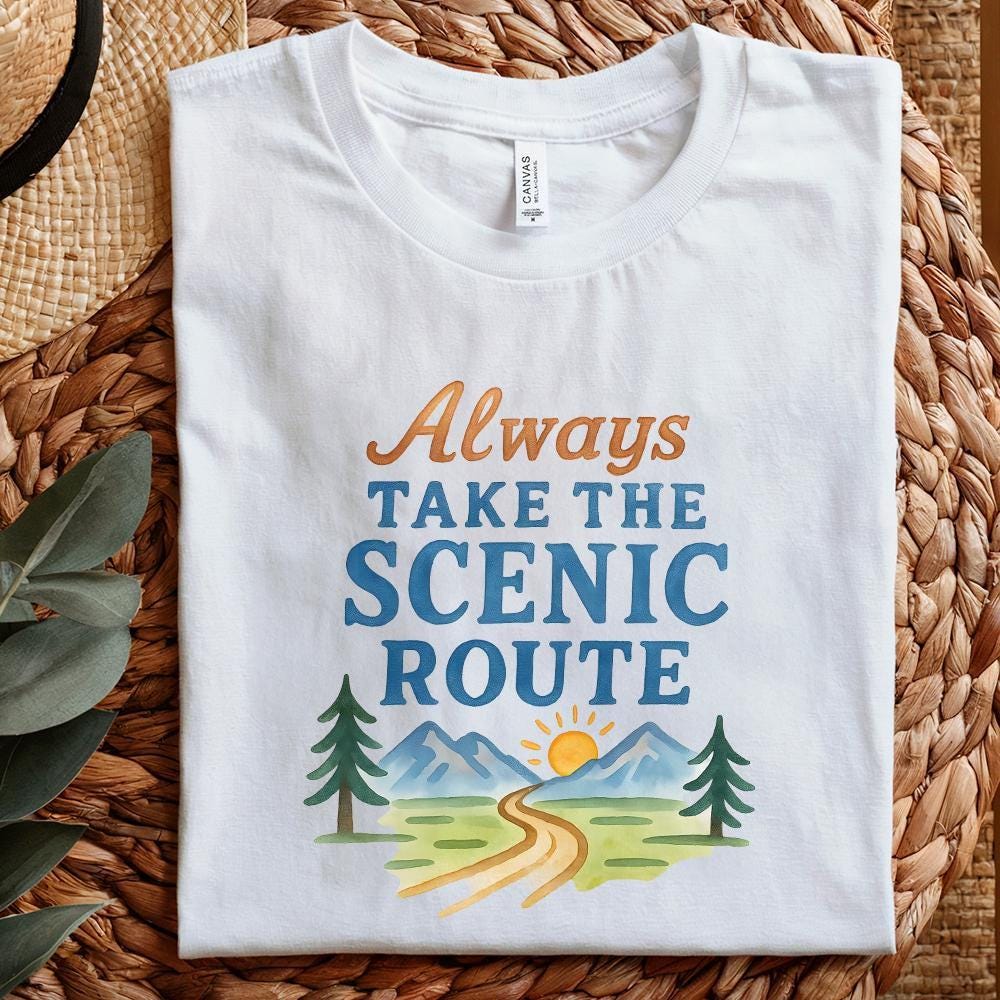 Always Take the Scenic Route, Camping Travel Adventure - 300 DPI Design